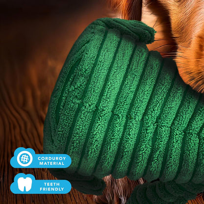 Green Frog Plush Dog Toy with Squeaker – Soft, Ribbed Fabric for Interactive Play. a Great Choice for Small and Medium Dogs' Playtime with Squeaky Toys.