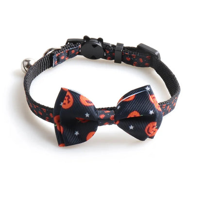 Newest Halloween Cat Collar with Bell Bowknot Puppy Kitten Necklace Adjustable Safety Buckle Chihuahua Bow Tie Pets Supplies