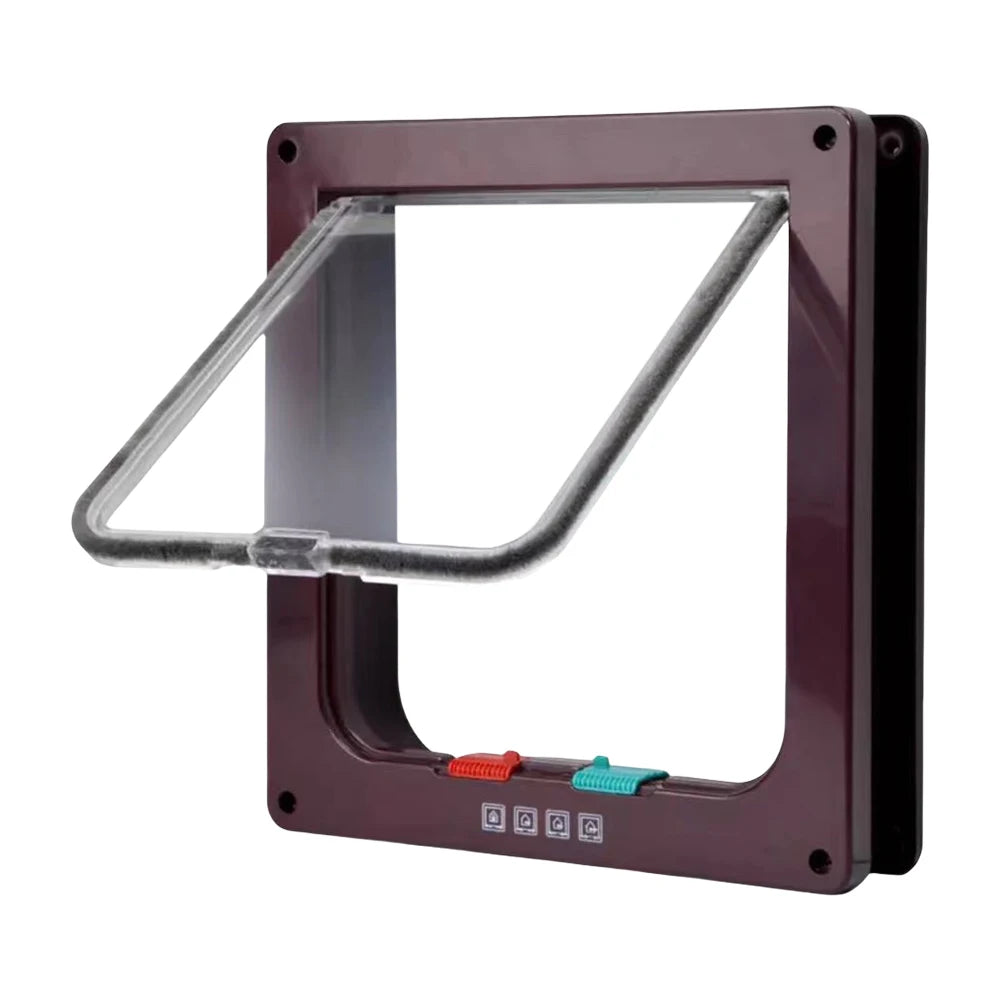 Puppy Kitten Safety In&Out Pet Door with 4 Way Security Lock Dog Cat Kitten Flap Door Transparent Thin Cat Door Safety Pet Door