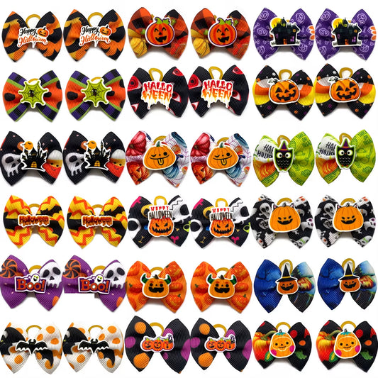 Adorable Halloween Pumpkin Dog Hair Bows - 10/20/30 Pcs Cute Pet Accessories for Small Dogs - Stylish Grooming Supplies