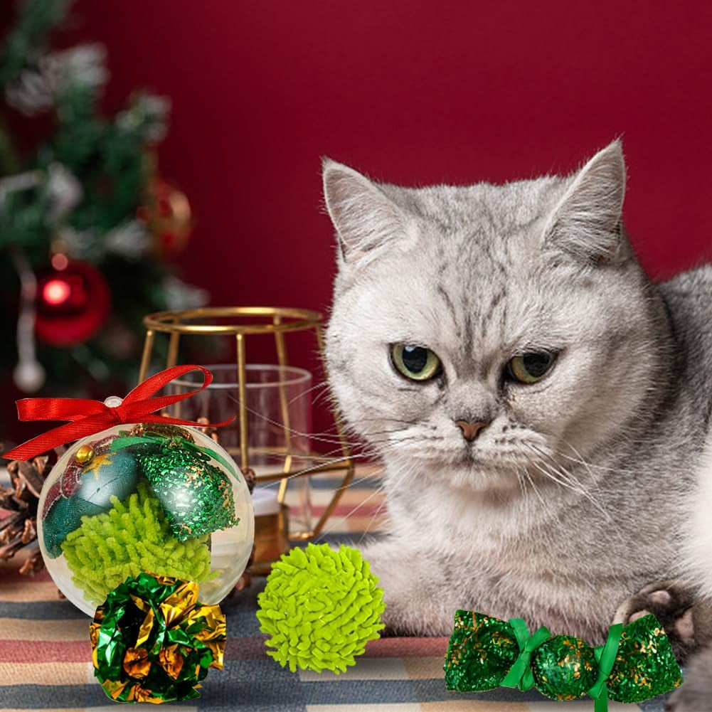 B Christmas Cat Toys Set, Xmas Kitten Gifts, Indoor Cat Toys, Including Mouse, Candy, Crinkle Ball, Plush Ball, Cat Pet Interactive Toys
